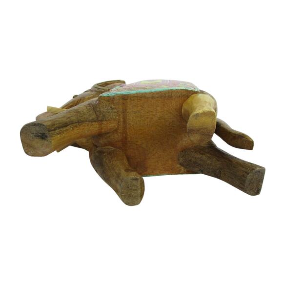 Elephant with Decorative Painted Blanket Carved Wood Home Decor 7.25 x 6" x 2.75 - Picture 9 of 10